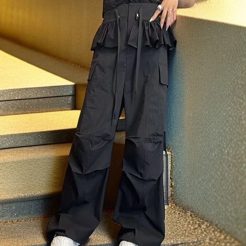 仙姐姐个性小众花边腰设计休闲裤