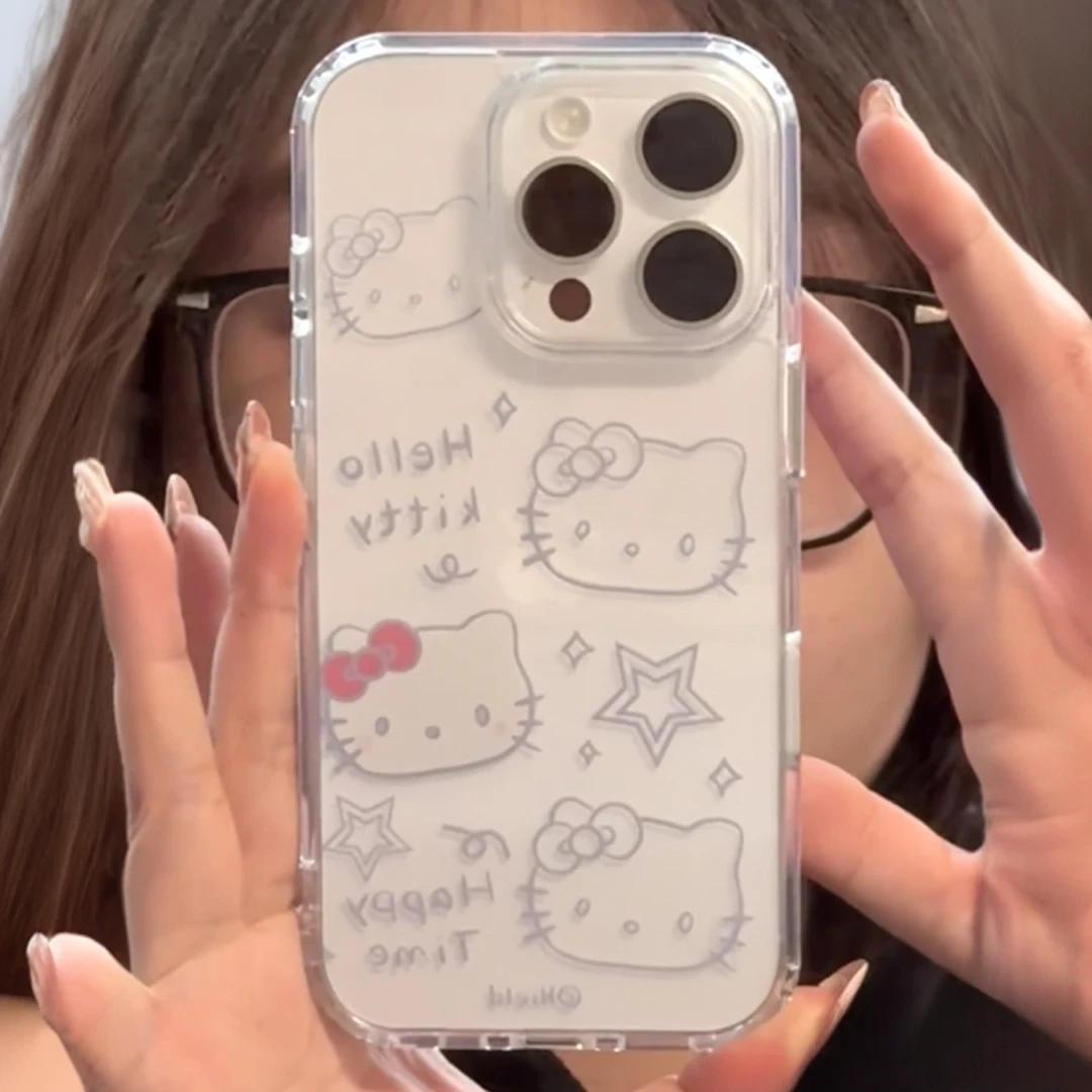 线条KT适用苹果华为vivo小米oppo手机壳iphone16/15/14卡通