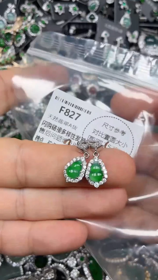 颈饰未镶嵌翡翠F827耳钩
