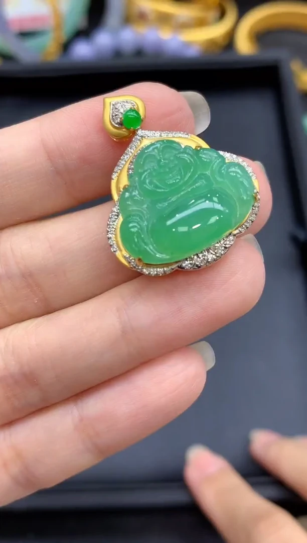 颈饰18K金镶嵌翡翠794-中国好珍宝