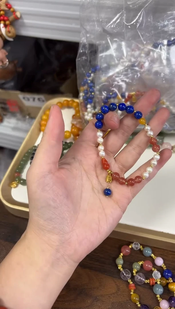 未镶嵌手链南红玛瑙南红葫芦青金珍珠款手链[0464]