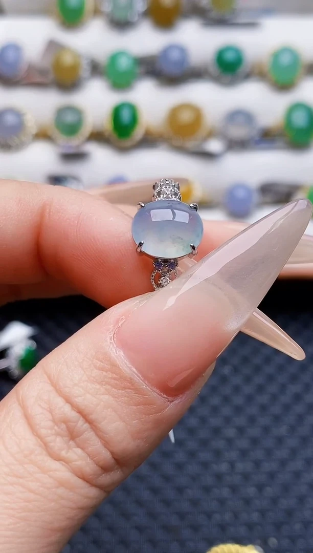 银S925镶嵌戒指翡翠0075