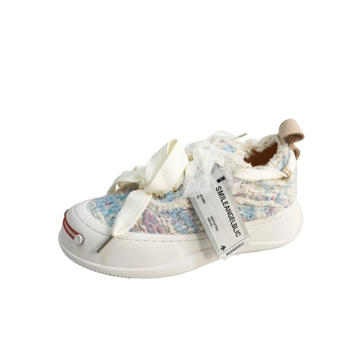 【蓝色小香风】2025新款帆布鞋男女鞋开口笑厚底情侣休闲乞丐笑脸鞋