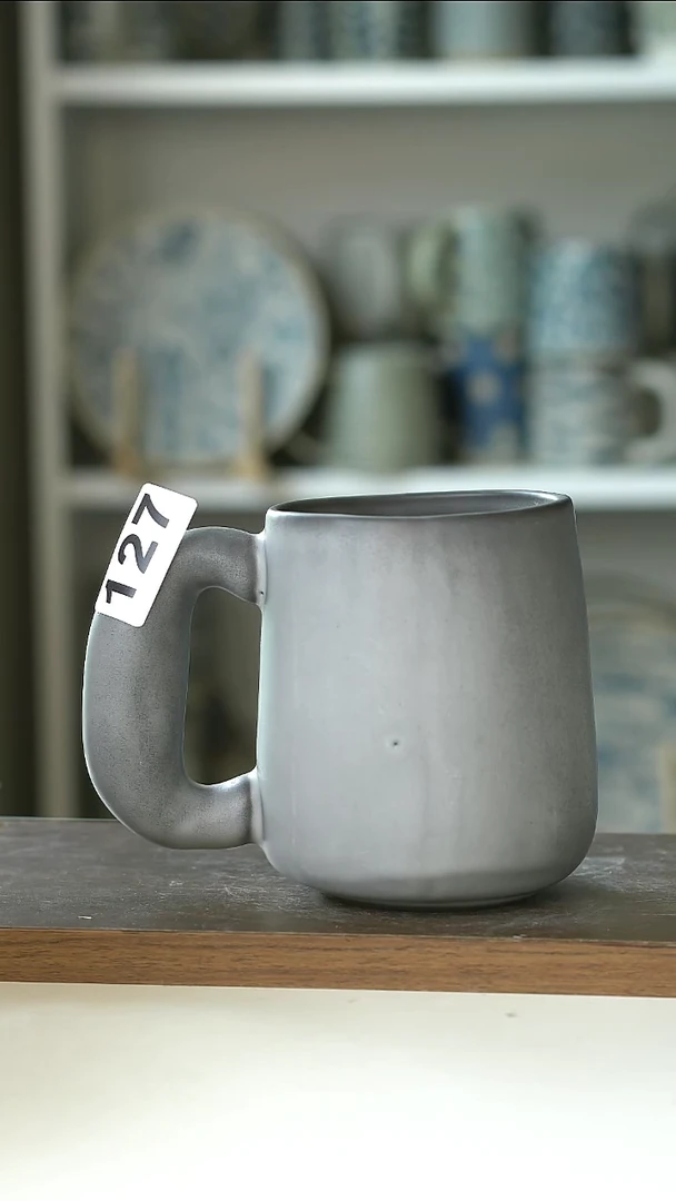 粗陶127微瑕深灰面包杯@4-2@