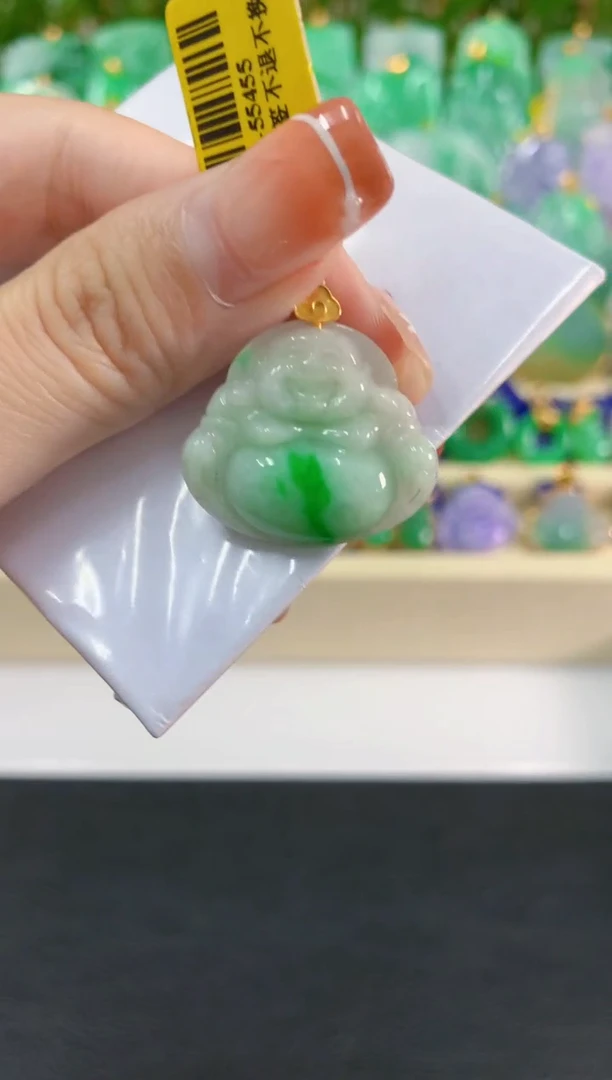 吊坠(不含链)18K金镶嵌翡翠挂件