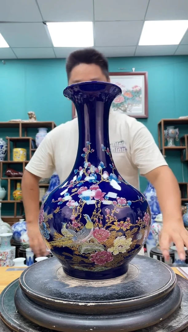 摆件祭蓝赏瓶陶瓷摆件