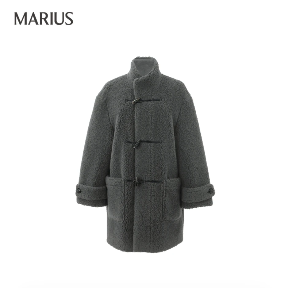 MARIUS"帕丁顿熊"意大利经典泰迪系列温暖牛角扣立领中长大衣