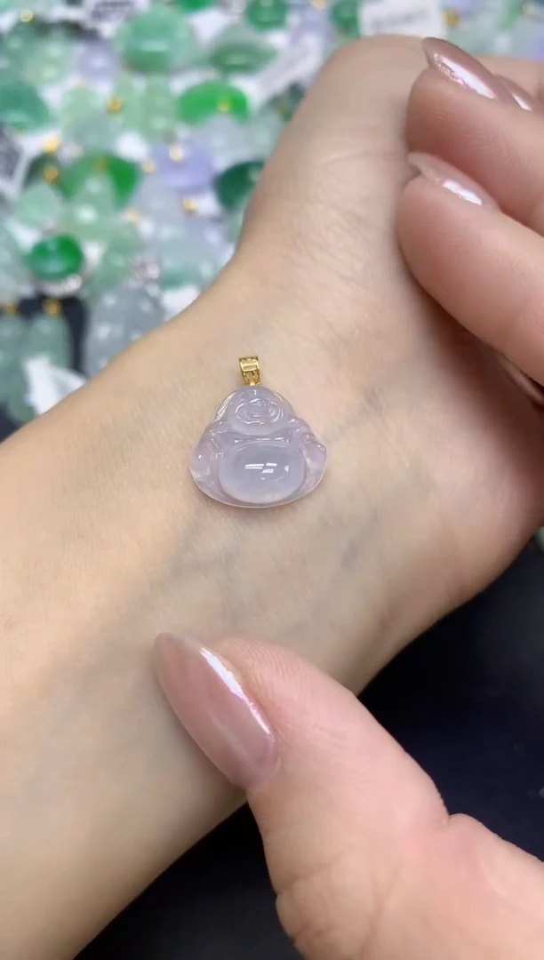 颈饰18K金镶嵌翡翠天然缅甸翡翠A货百元以上9元证书费自理