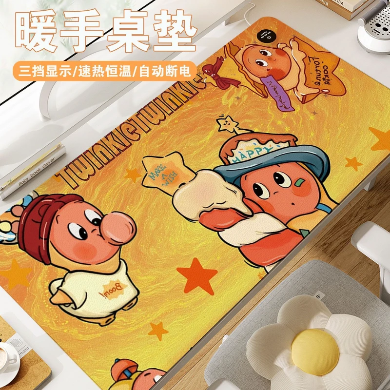 加热鼠标垫电脑桌面暖桌垫大号加长线3c认证皮质2025新款女生