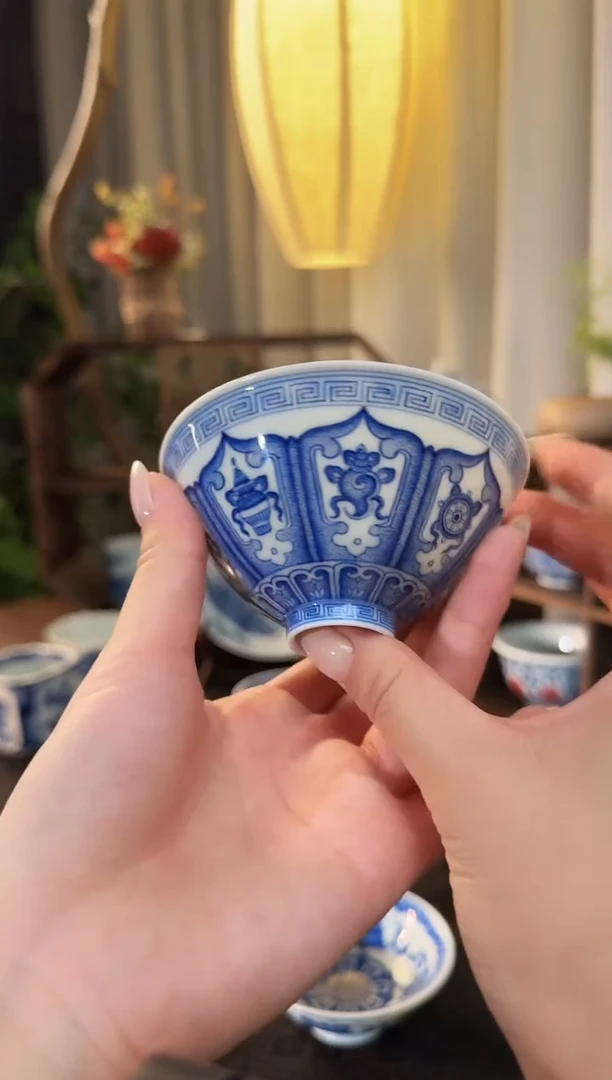 杯子瓷八宝斗笠杯100cc