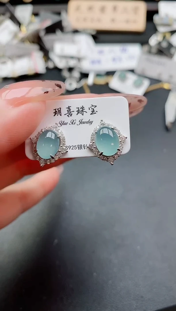 银S925镶嵌戒指翡翠1