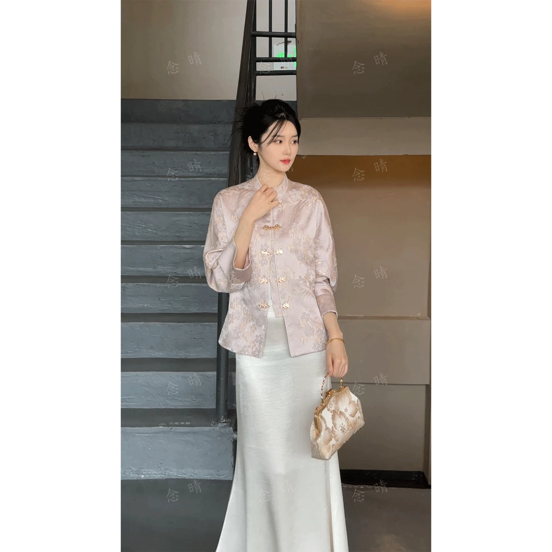 重工提花新中式中国风外套女2025春上新独特漂亮立领短款休闲上衣