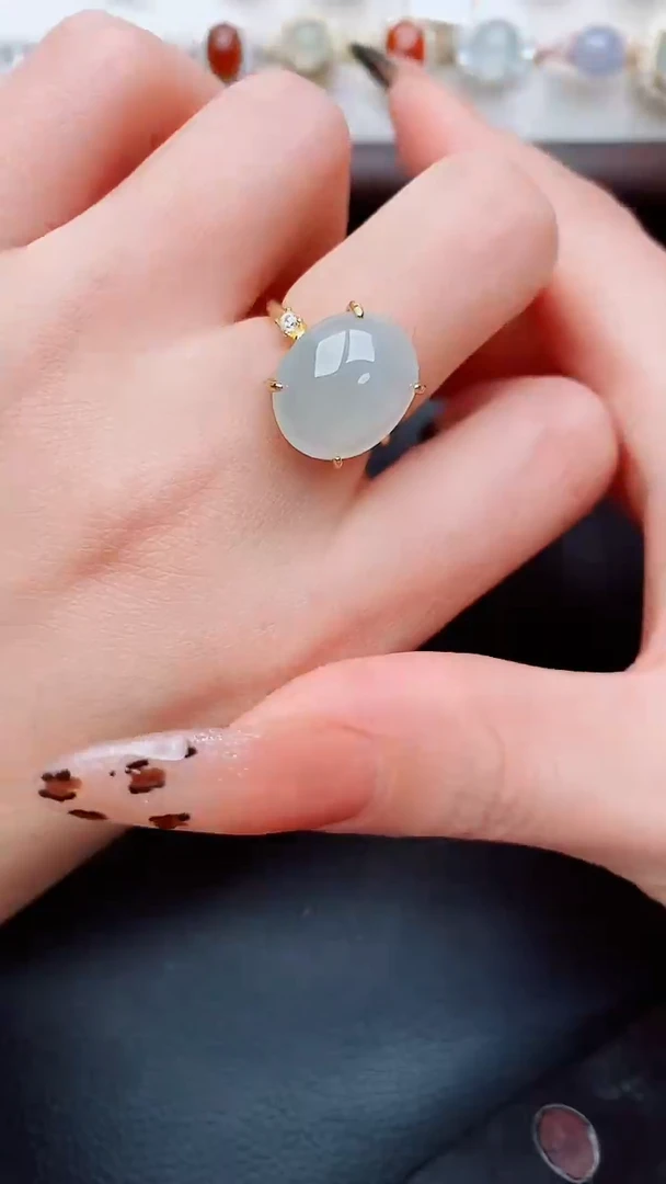 银S925镶嵌戒指翡翠...