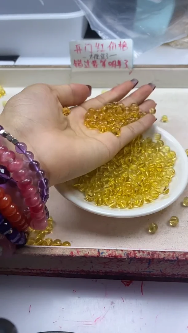 【闪购商品】水晶颈饰未镶嵌w127全净体黄水晶6mm*30颗