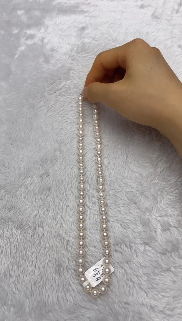 海水珍珠银S925镶嵌项链AK7-7.5mm