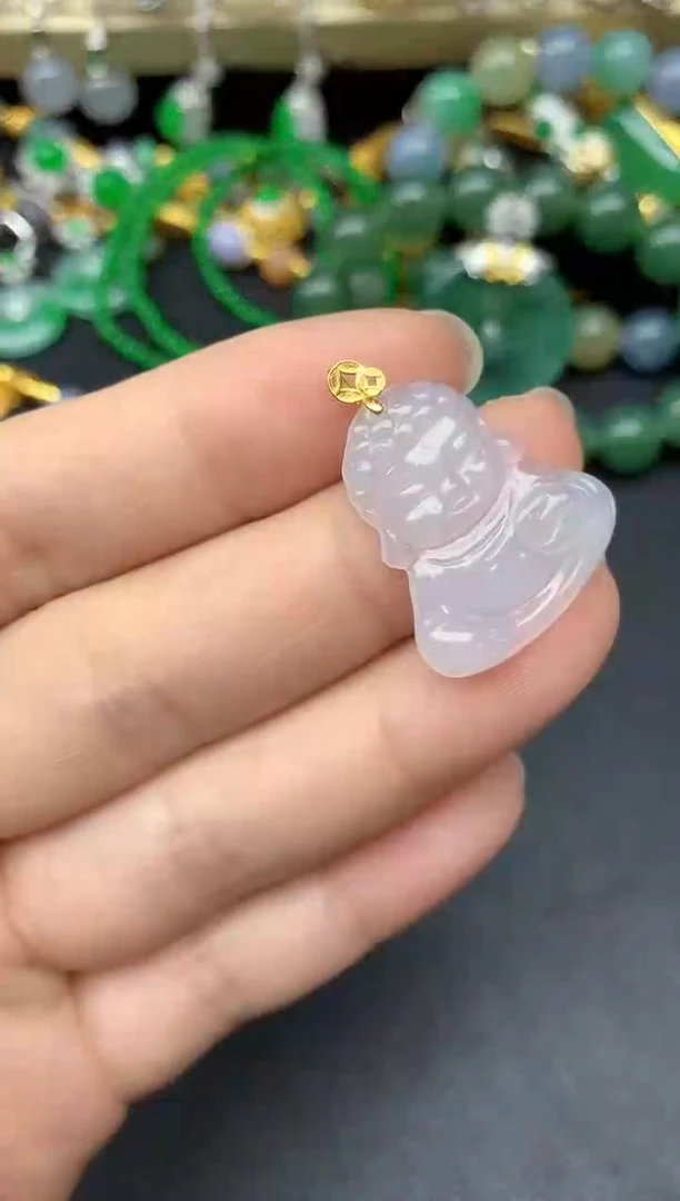颈饰18K金镶嵌翡翠154-雪姐翡翠天天见