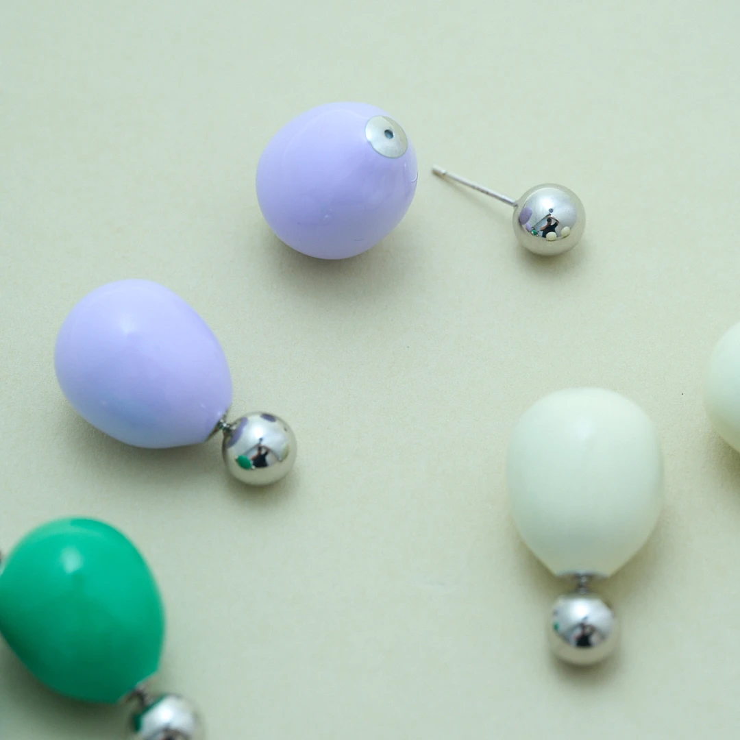 铜合金珐琅耳饰 【热气球之旅】纯铜珐琅滴釉耳钉925银针