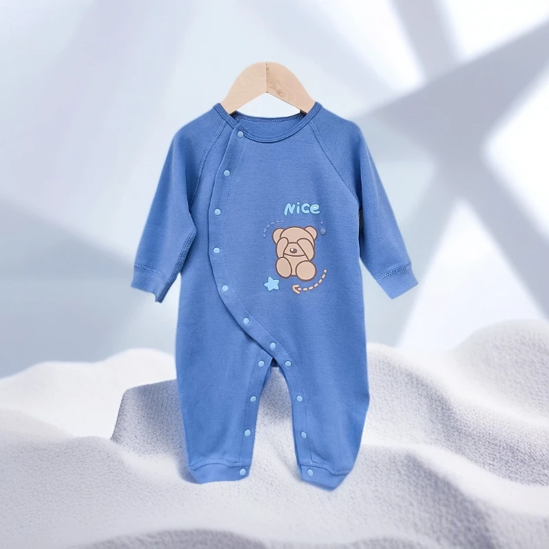 [粉丝福利]婴儿舒绒连体衣春秋长袖宝宝新生儿斜开卡通按扣哈衣