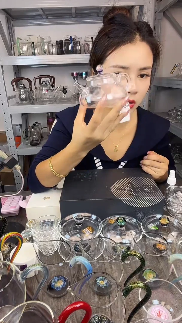 手工艺品玻璃风谜 花语喜乐壶 透明色