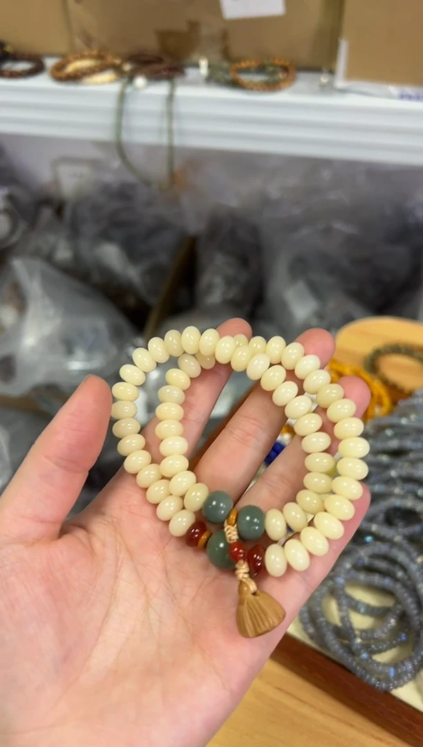 【闪购商品】菩提根/象牙果手串奶咖黄算盘菩提设计款双圈