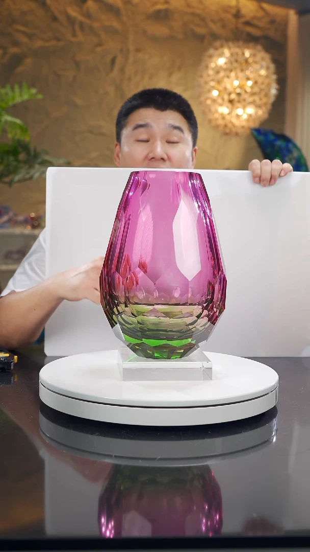 摆件福利金红绿切面花瓶