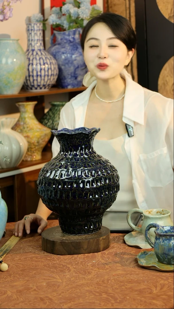 瓶黑曜石系列花口瓶