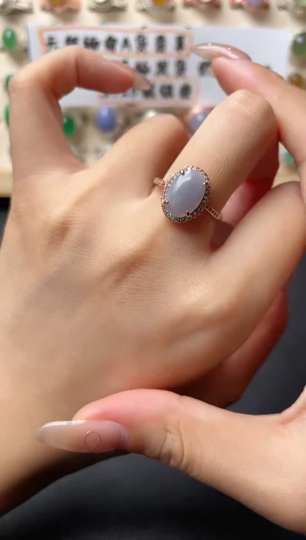 【闪购商品】翡翠戒指银S925镶嵌一物一证一礼盒