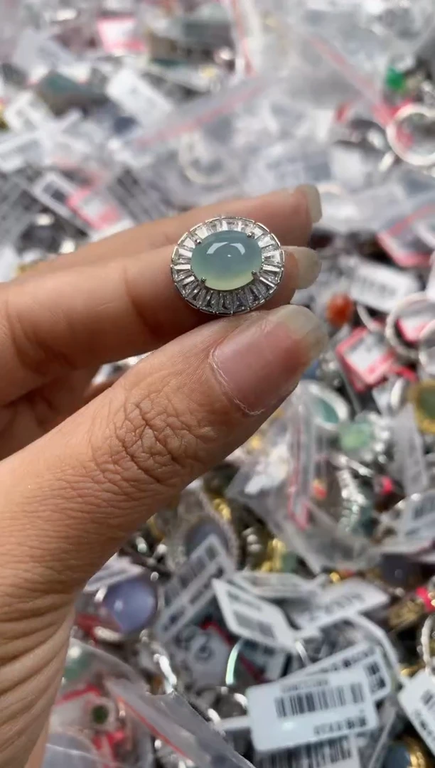 银S925镶嵌戒指翡翠999-----7