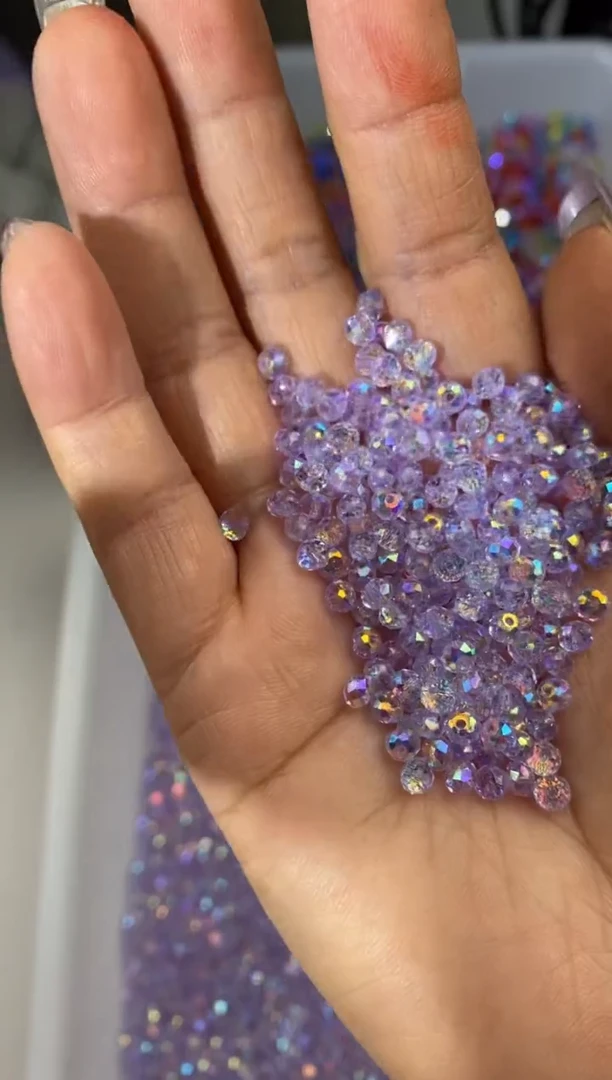 玻璃2625卡4国华珠真紫色100颗