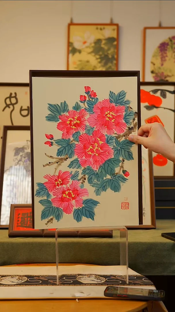 国画A3不落名绘画带框发货  614