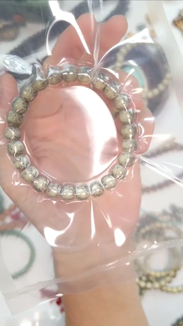 手串星月菩提果冻料正月留白全透9*8mm