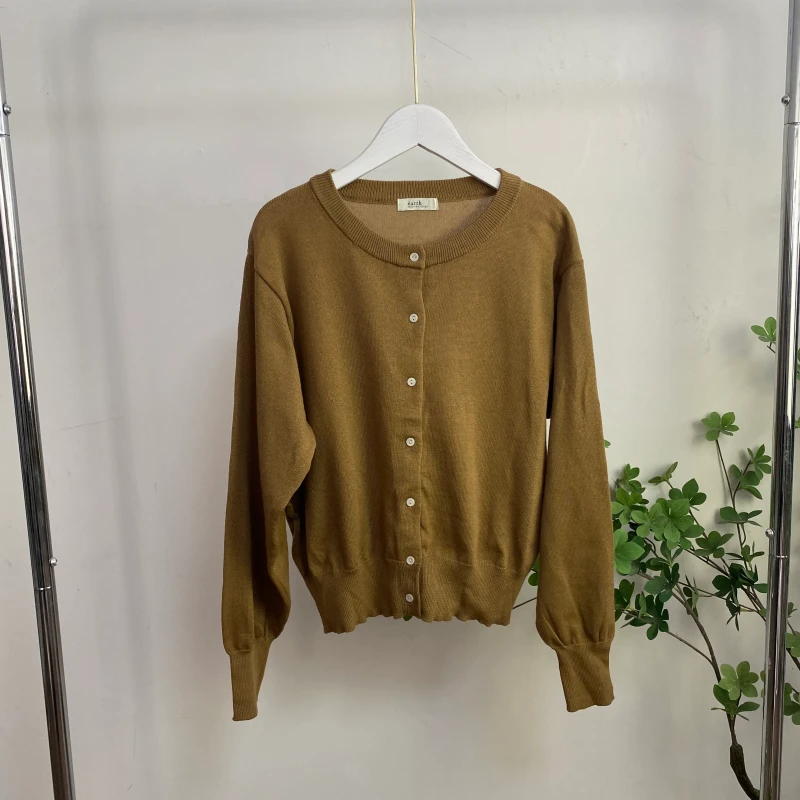 G2634外贸日单女生针织开衫半圆领单排扣百搭上衣