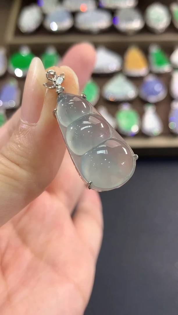 吊坠(不含链)18K金镶嵌翡翠b116