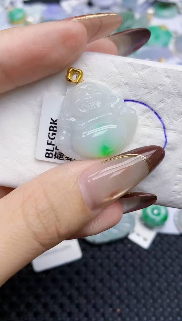 颈饰18K金镶嵌翡翠118   天然翡翠A货  百元以上9米证书费自理