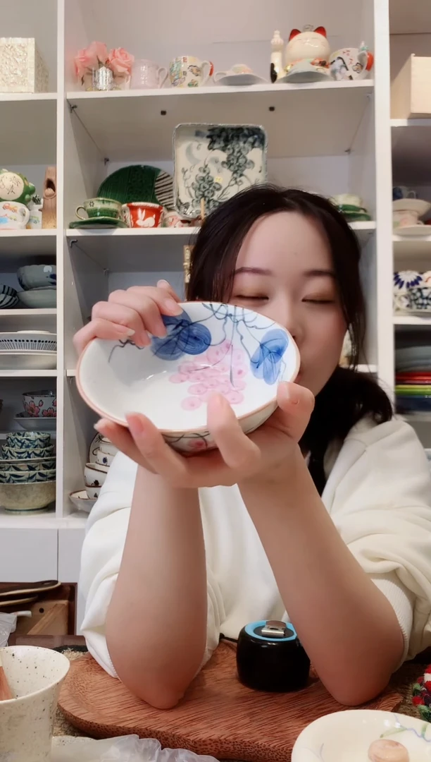 陶瓷【微瑕】手绘葡萄花小圆钵