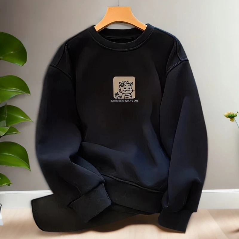 仓石一树潮流圆领加绒卫衣男士秋冬新款本命年衣服休闲百搭宽松