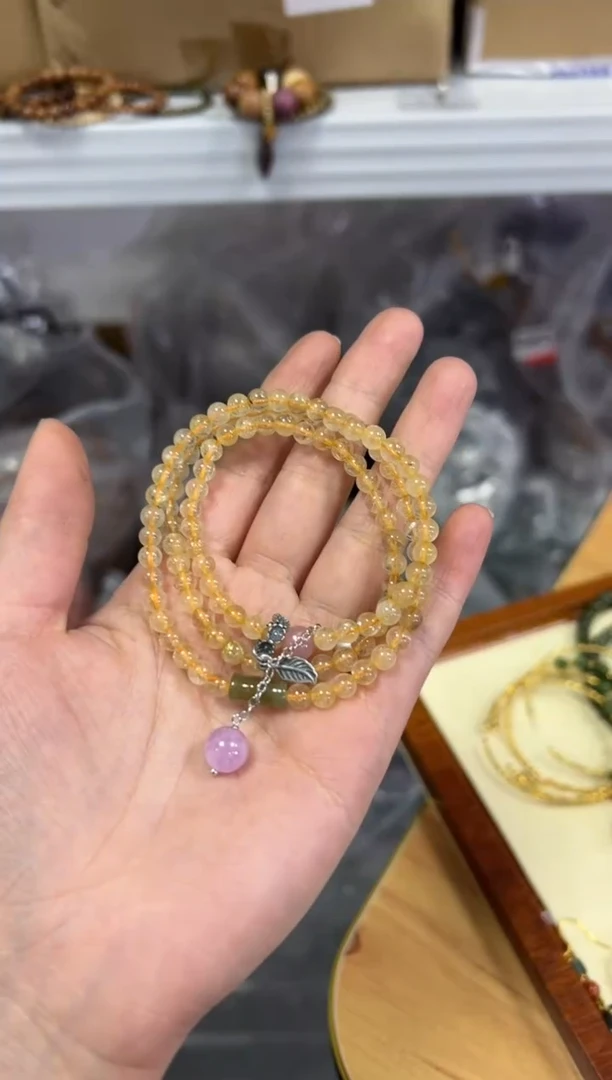 【闪购商品】水晶手链未镶嵌小钛晶发晶设计款多圈[0103]