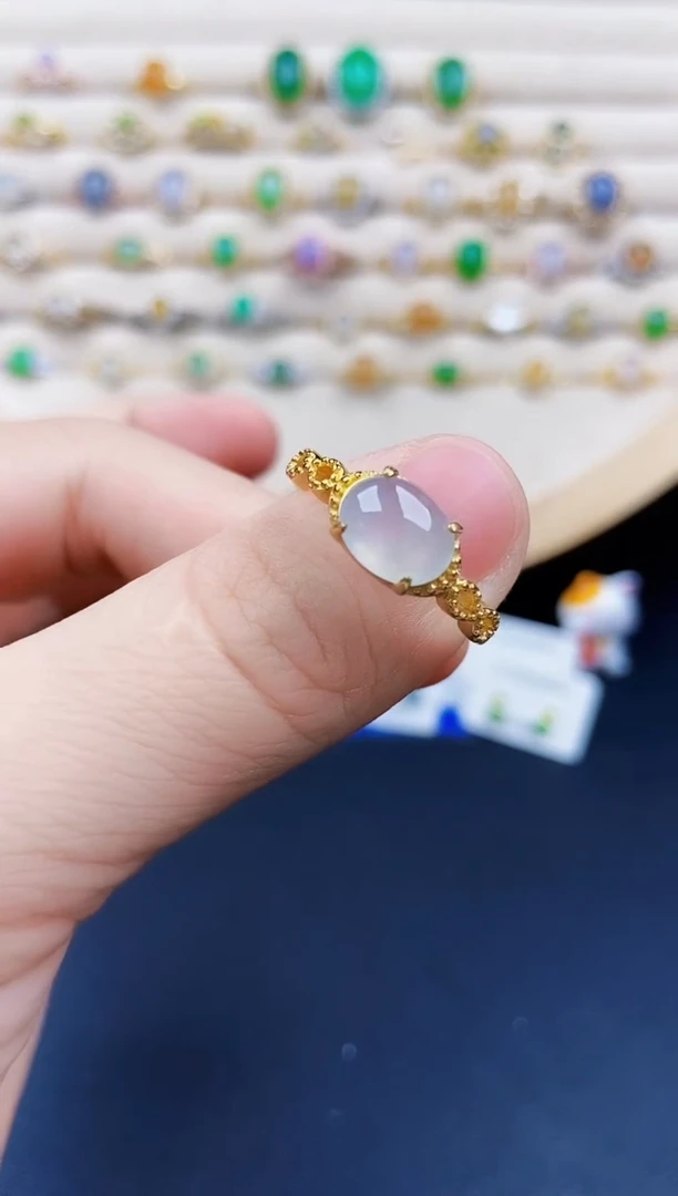 翡翠戒指银S925镶嵌14