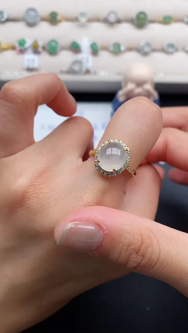 银S925镶嵌戒指翡翠444444+9