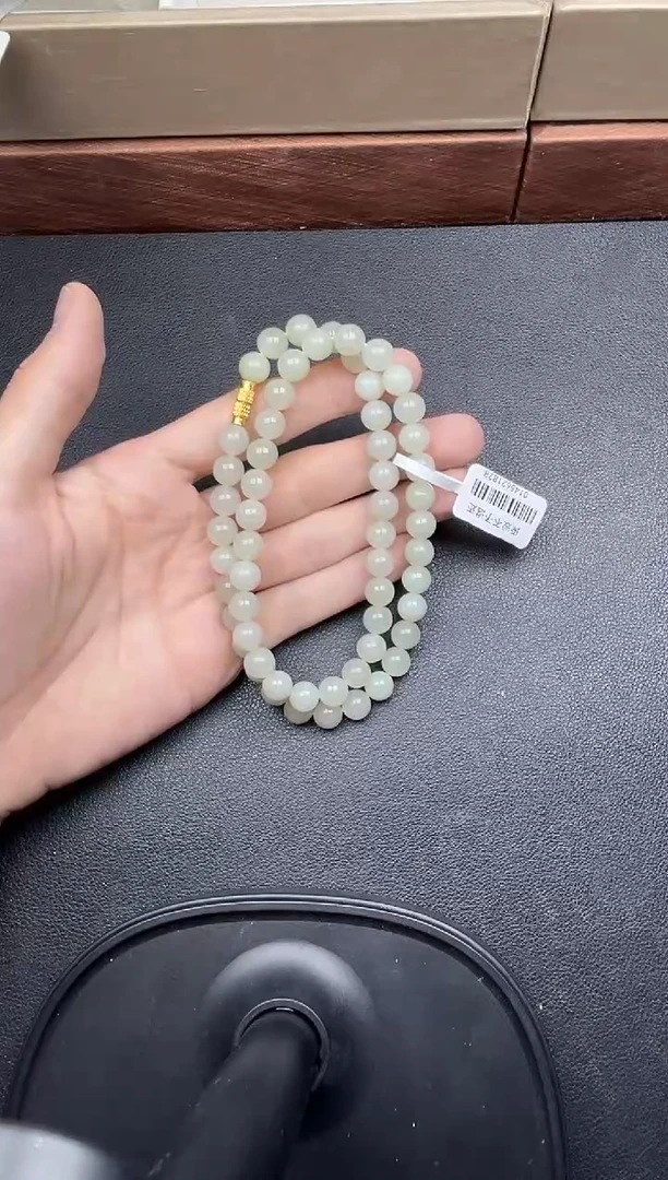 项链未镶嵌和田玉且末微色差近矿卡8妈妈链