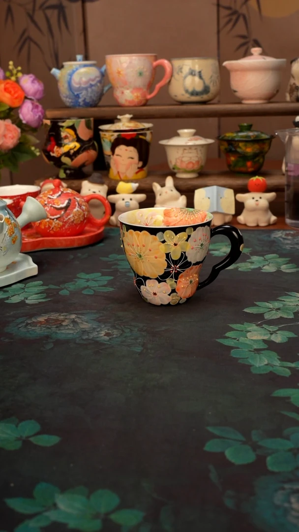 花满蹊  黑色马克杯