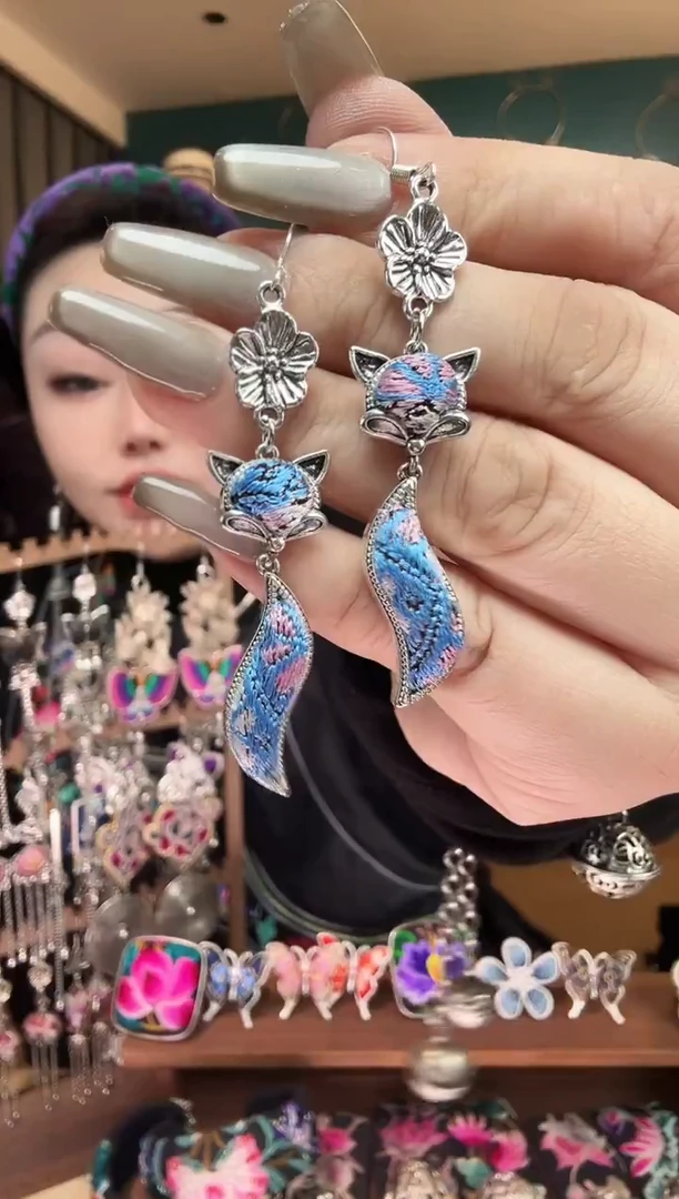 刺绣纯手工民族风刺绣耳环