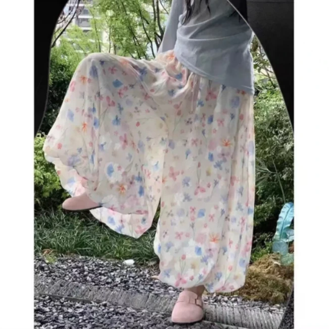 【原版品质+运险】甜美彩色碎花花苞裙裤女夏阔腿温柔休闲蓬蓬裤裙