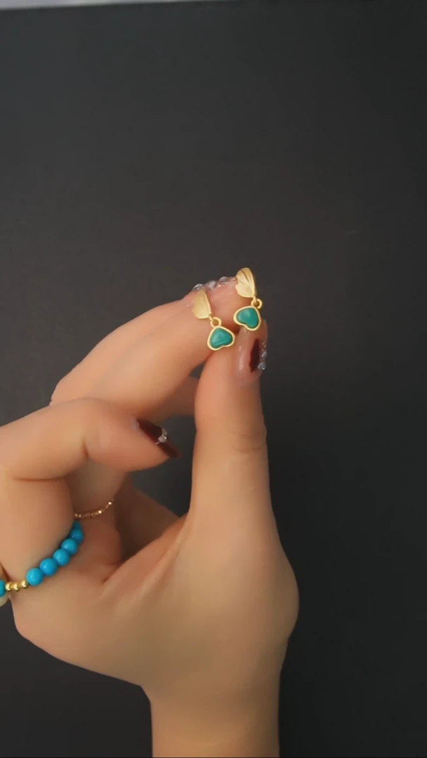 【闪购商品】绿松石耳钉银S925镶嵌发货一件