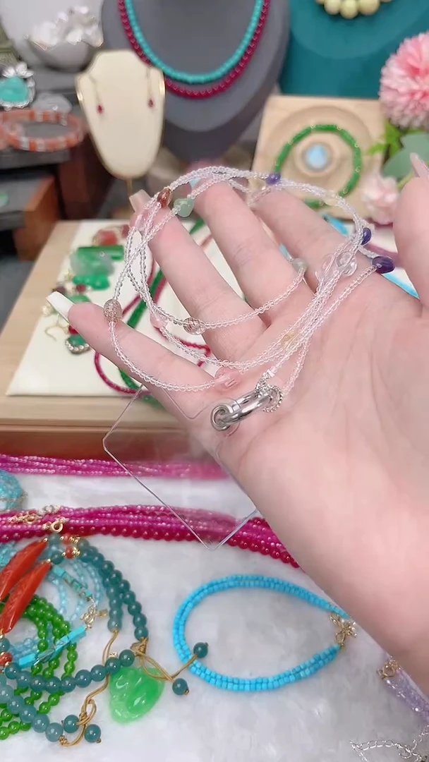 银S925镶嵌套链水晶斜挎长链39