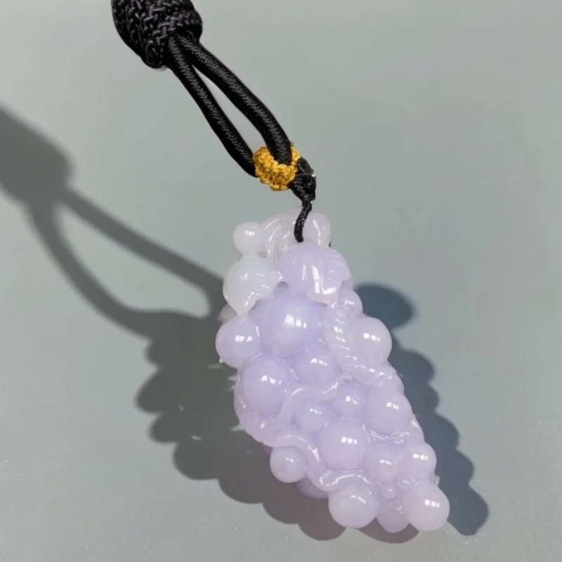 天然缅料a货妖紫色葡萄