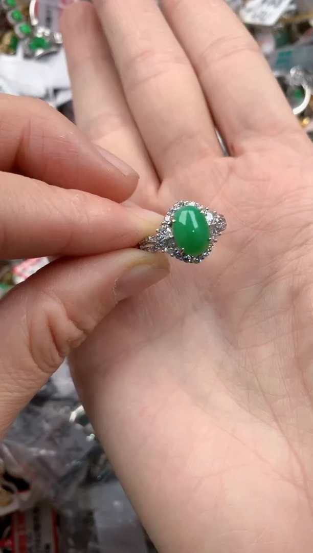 银S925镶嵌戒指翡翠222   4