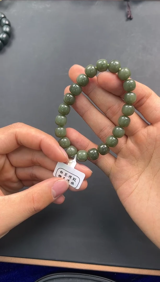 未镶嵌手串和田玉花土沟老型珠手串卡10微色差