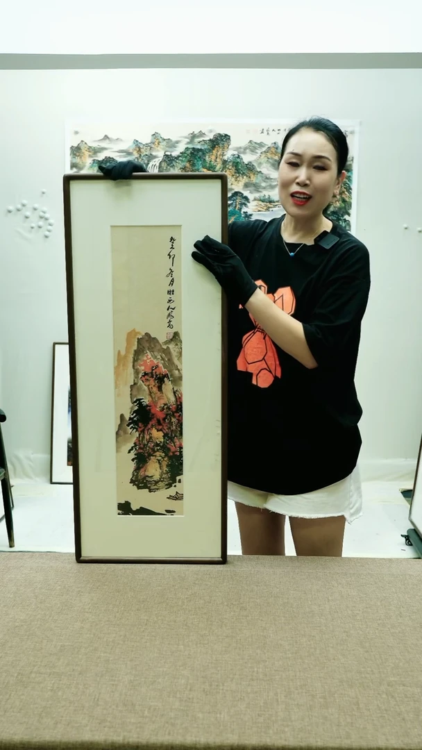 国画37*92唐鹏高手绘山水带框