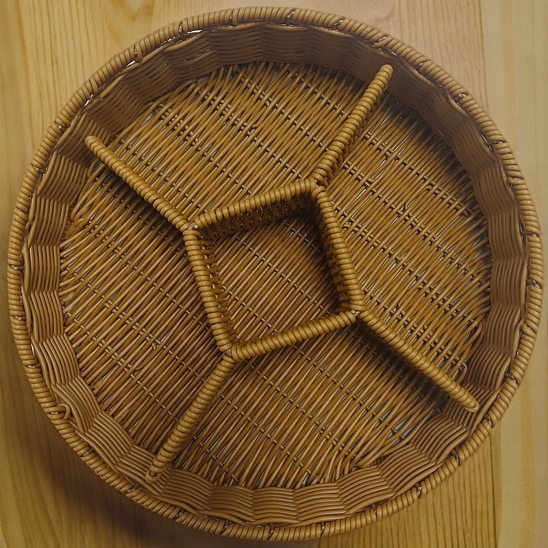 家用零食收纳圆形织筐5格